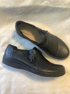 Clarks Black Leather Comfort Slip-On, Like New, Women’s 9.5